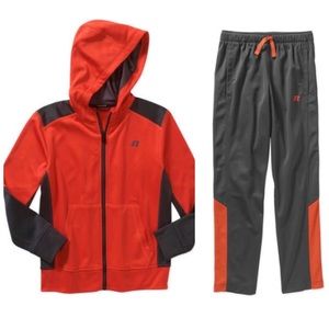 💜Tech Boy Fleece Hoodie & knit Mesh Pants 2Pc Set